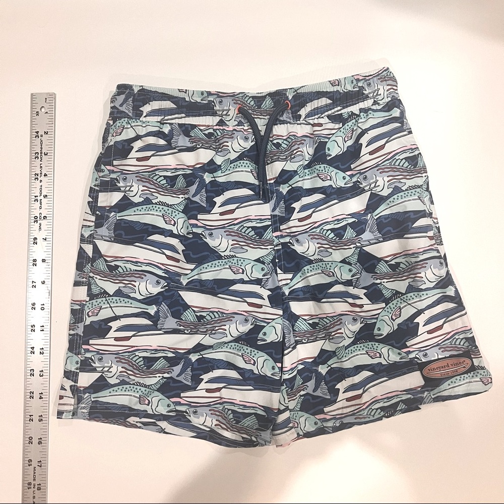 Vineyard Vines Boys M (12-14) Swim Trunk - fish